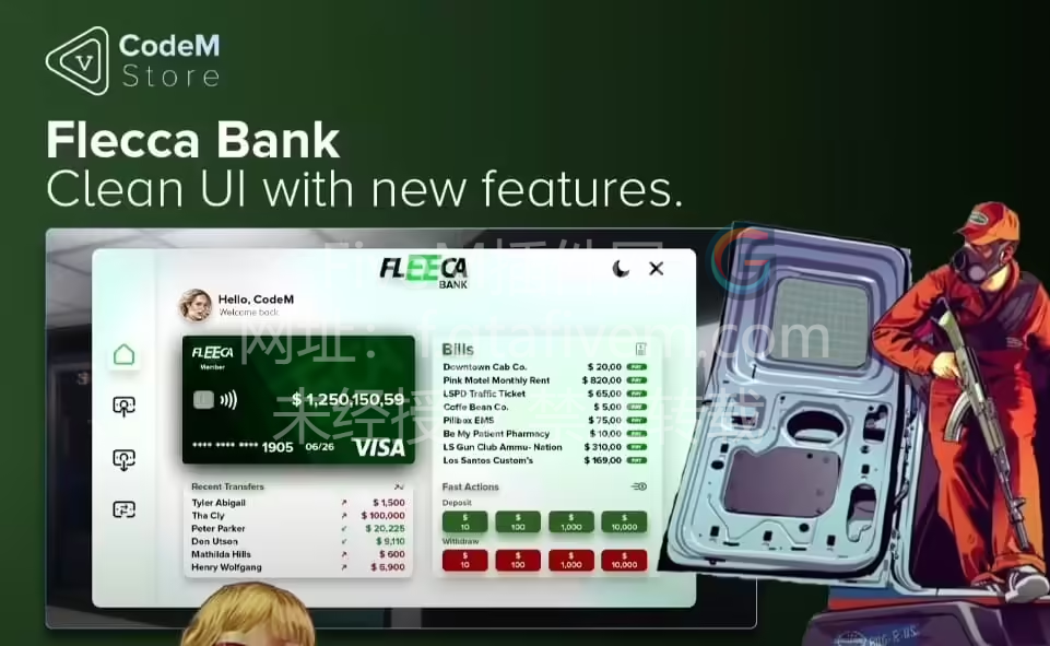 FiveM插件 CodeM Flecca Bank 银行 - FiveM插件网-FiveM插件网