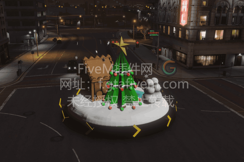 FiveM中庭圣诞节地图 军团广场四个路口圣诞装饰 - FiveM插件网-FiveM插件网
