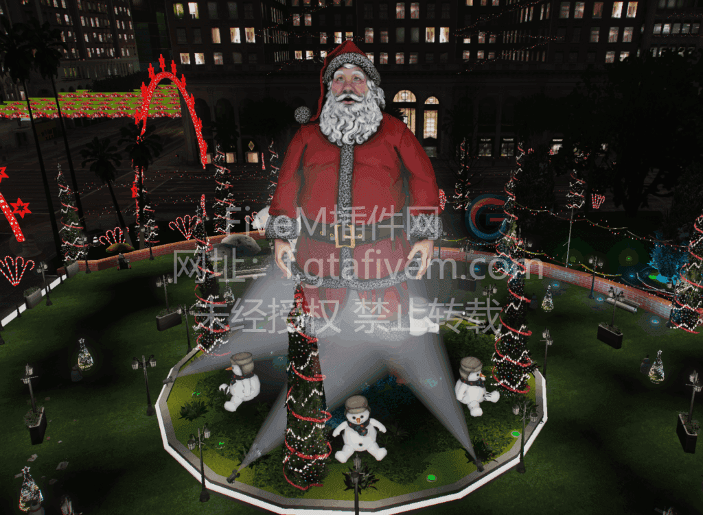 FiveM军团广场圣诞节 大范围圣诞元素 圣诞老人 驯鹿 企鹅 雪人-FiveM插件网